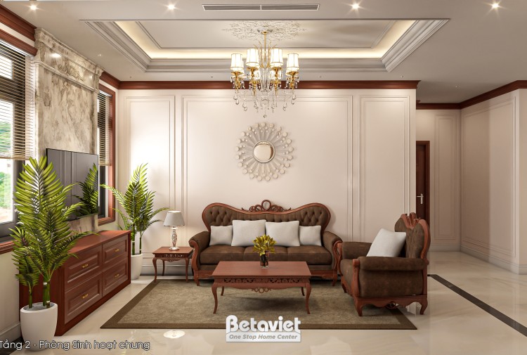 Thiết kế nội thất phòng sinh hoạt chung biệt thự truyền thống NT2009225