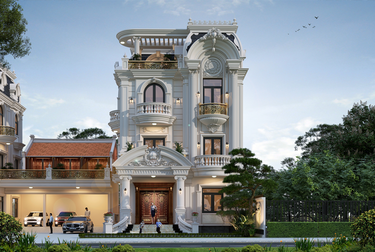 biệt thự 3 tầng phong cách tân cổ điển kiểu pháp tại Nam Định KT5000015-1