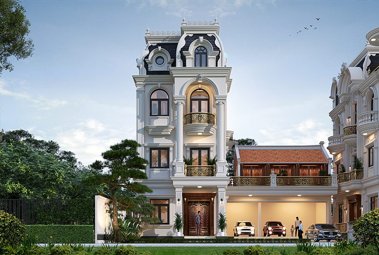 nhà phố 3 tầng phong cách tân cổ điển kiểu pháp tại Nam Định KT5000015-2