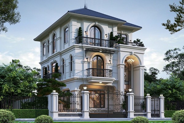 Thiết kế biệt thự 3 tầng phong cách tân cổ điển tại Bắc Ninh KT5500345B