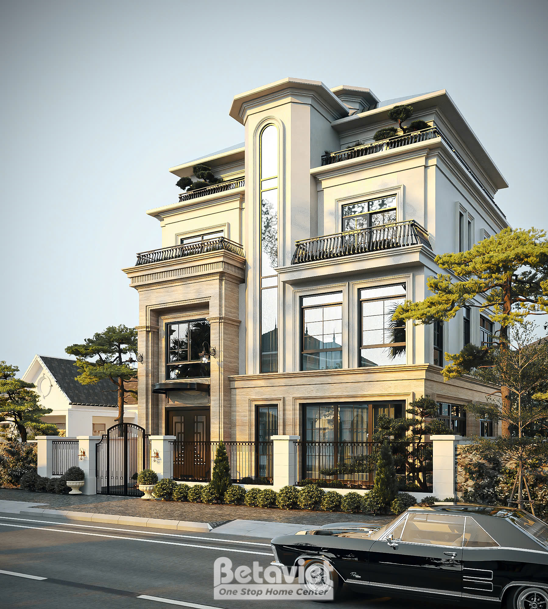 biệt thự 3 tầng tân cổ điển mặt tiền 12m Hà Nội KT8181901 Betaviet