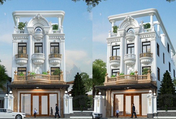 Thiết kế biệt thự 4 tầng phong cách tân cổ điển tại Phú Thọ KT2003079