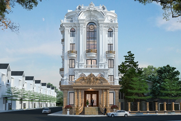 Thiết kế dinh thự phong 4 tầng phong cách tân cổ điển  tại Đắk Lắk KT5021116