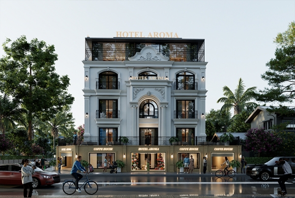 Thiết kế khách sạn 5 tầng phong khách tân cổ điển tại Hà Nội KT2009501