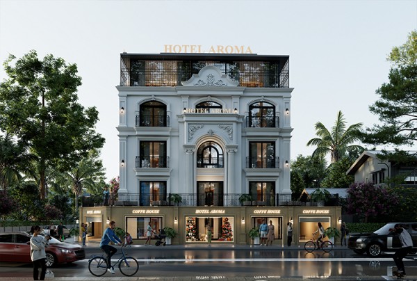 Thiết kế khách sạn 5 tầng phong khách tân cổ điển tại Hà Nội KT2009501