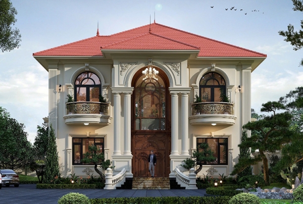 Thiết kế biệt thự 2 tầng phong cách tân cổ điển tại Hoà Bình KT5004677