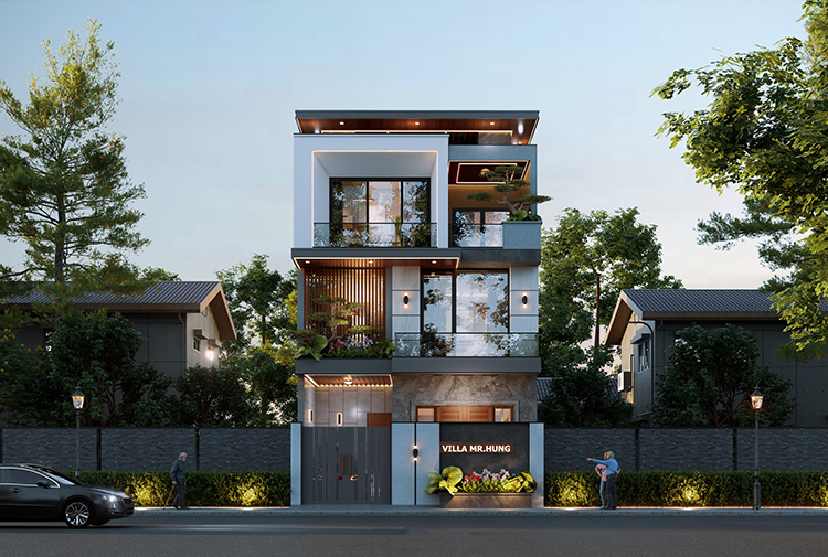 nhà phố 3 tầng phong cách hiện đại tại Thái Nguyên