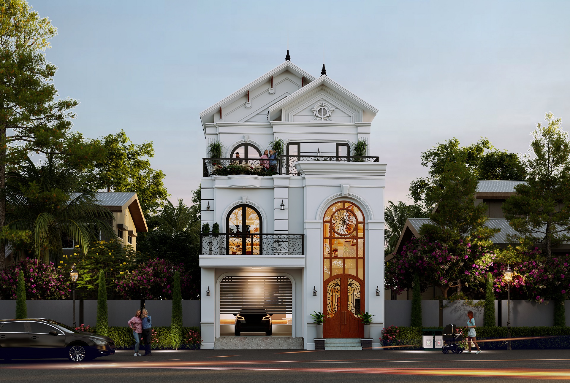 nhà phố 3 tầng phong cách tân cổ điển tại Hưng Yên