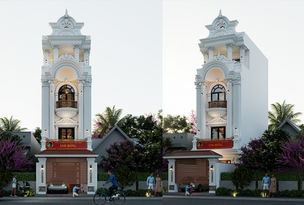 Thiết kế nhà phố 4 tầng phong cách tân cổ điển tại Thanh Hoá KT5004722