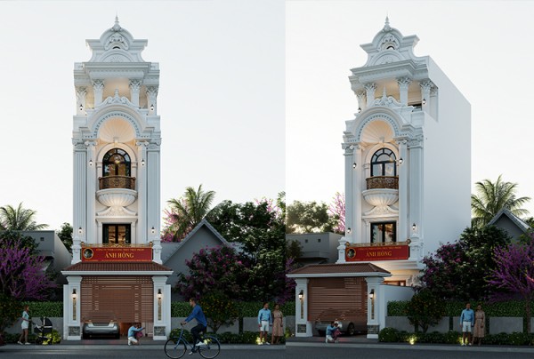 Thiết kế nhà phố 4 tầng phong cách tân cổ điển tại Thanh Hoá KT5004722