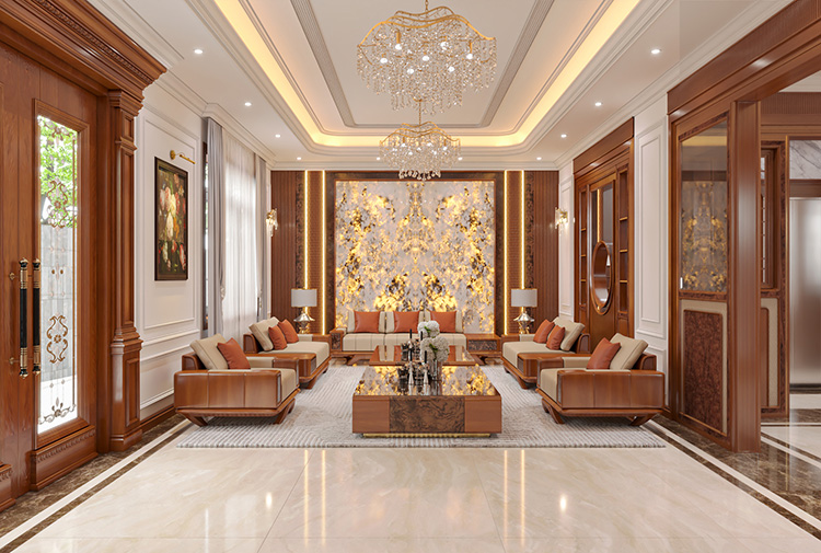 Nội thất biệt thự hiện đại gỗ tự nhiên 629m² tại Ninh Bình — thiết kế bởi Betaviet