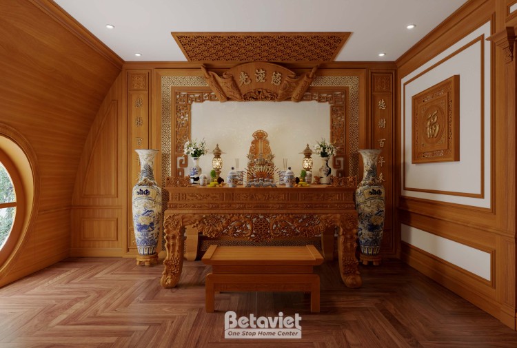 Thiết kế nội thất phòng thờ biệt thự truyền thống tại Hải Phòng NT4104398