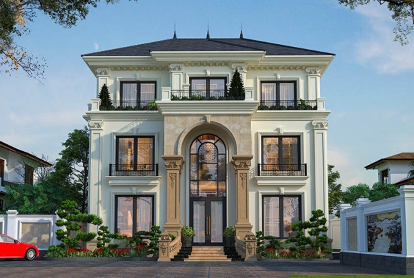 Thiết kế biệt thự 3 tầng phong cách tân cổ điển tại Bắc Ninh KT9190101