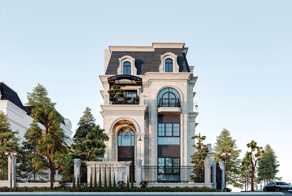 Thiết kế biệt thự 4 tầng phong cách tân cổ điển tại Hà Nội KT26002