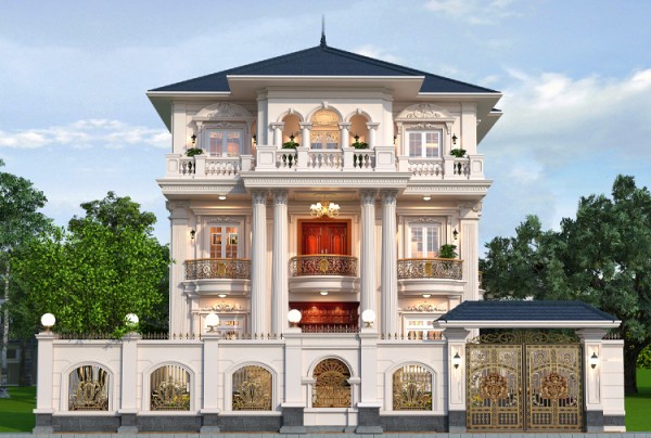 Thiết kế biệt tự 3 tầng phong cách tân cổ điển tại Hưng Yên KT5515393