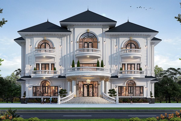 Thiết kế dinh thự 3 tầng phong cách tân cổ điển tại Hà Nội KT8006222