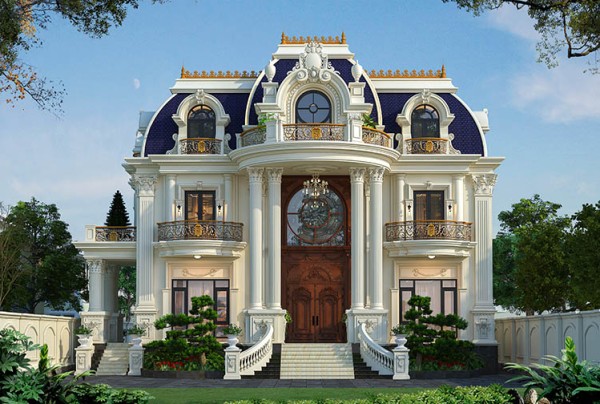 Thiết kế biệt thự 3 tầng phong cách tân cổ điển tại Lâm Đồng KT2009651