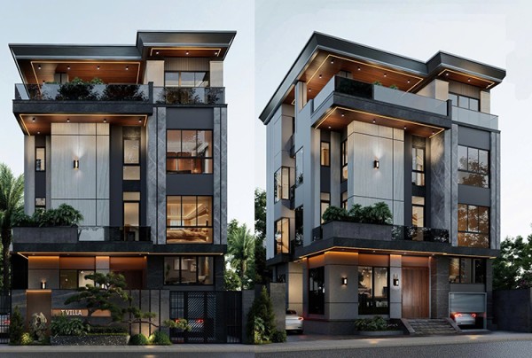 Thiết kế nhà phố 4 tầng phong cách hiện đại tại Hải Phòng KT8191226