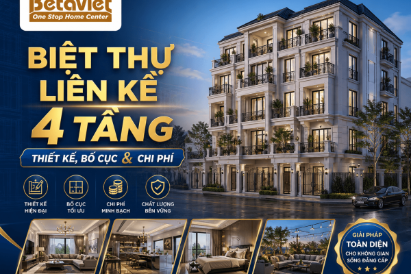 Biệt Thự Liền Kề 4 Tầng: Thiết Kế, Bố Cục & Chi Phí 2026 | Betaviet