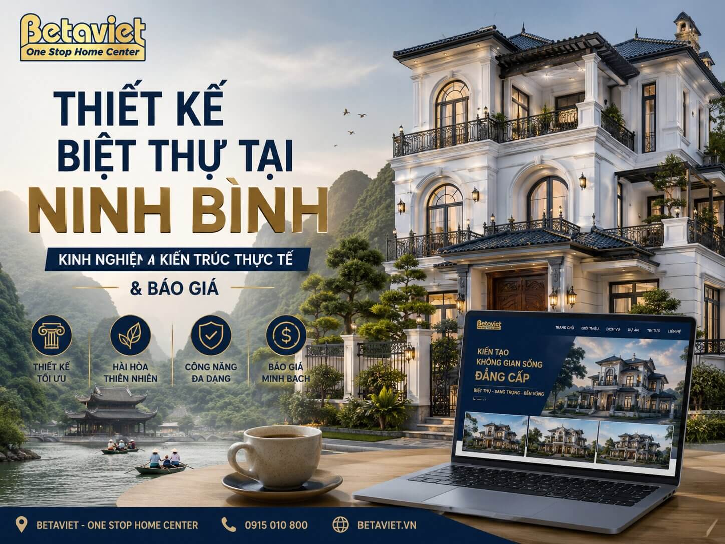 Thiết Kế Biệt Thự Tại Ninh Bình: Kinh Nghiệm Kiến Trúc Thực Tế & Báo Giá