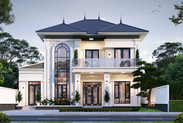Thiết kế biệt thự 2 tầng phong cách tân cổ điển tại Thái Nguyên KT2009708