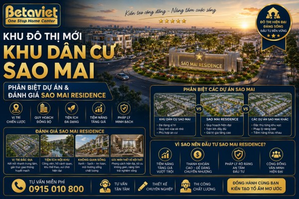 Khu đô thị mới Khu dân cư Sao Mai: Phân biệt dự án & đánh giá Sao Mai Residence (2026)