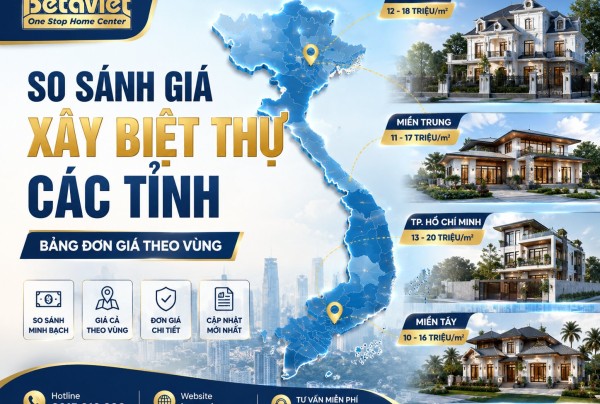 So Sánh Giá Xây Biệt Thự Các Tỉnh 2026 – Bảng Đơn Giá Theo Vùng