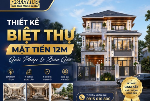 Thiết Kế Biệt Thự Mặt Tiền 12m: Giải Pháp & Báo Giá 2026