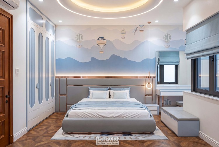 Thiết kế nội thất phòng ngủ con trai hiện đại biệt thự NT5004162