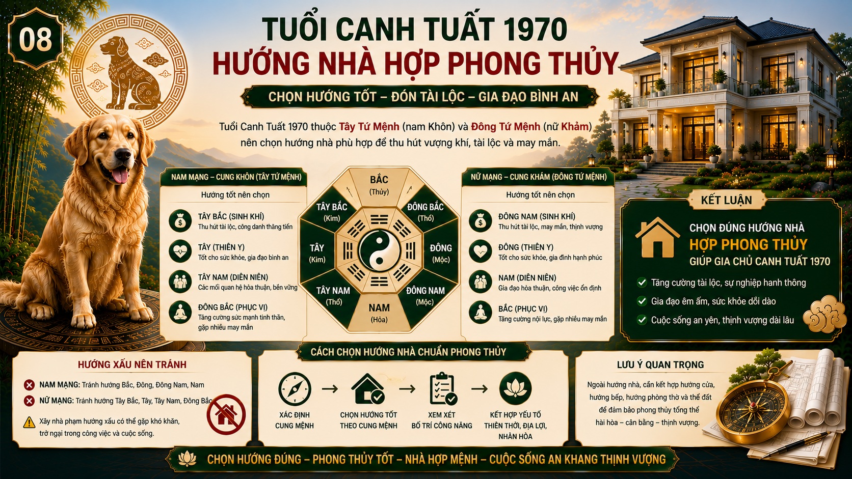 Tuổi Canh Tuất 1970 làm nhà năm 2027 có đẹp không? Xem tuổi xây nhà chuẩn phong thủy