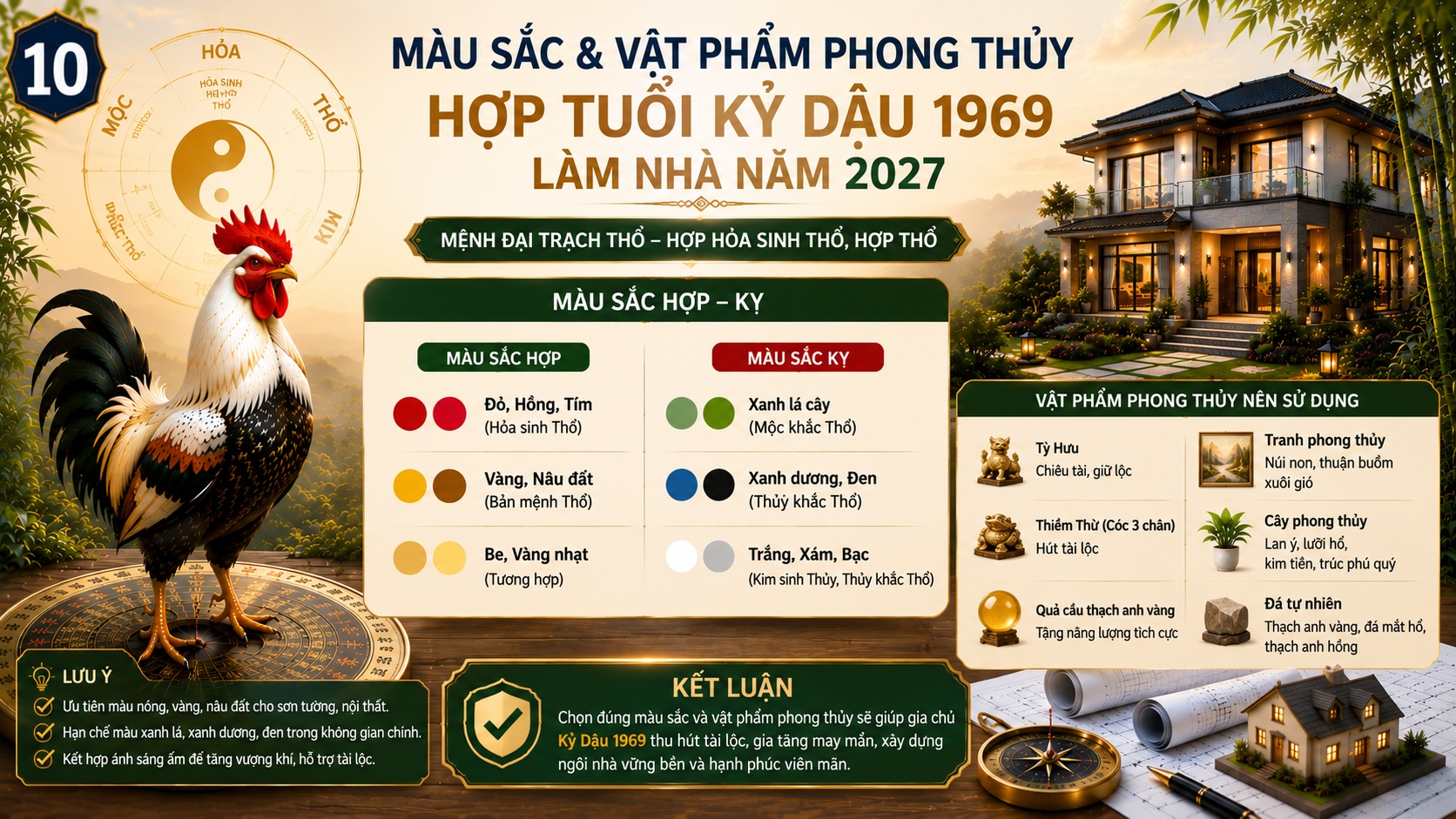 Tuổi Kỷ Dậu 1969 làm nhà năm 2027 tốt hay xấu? Luận giải phong thủy đầy đủ