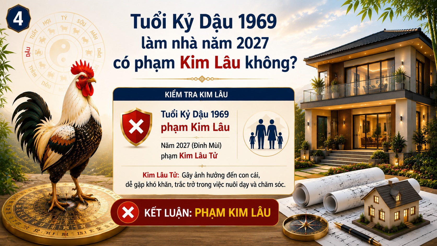 Tuổi Kỷ Dậu 1969 làm nhà năm 2027 tốt hay xấu? Luận giải phong thủy đầy đủ