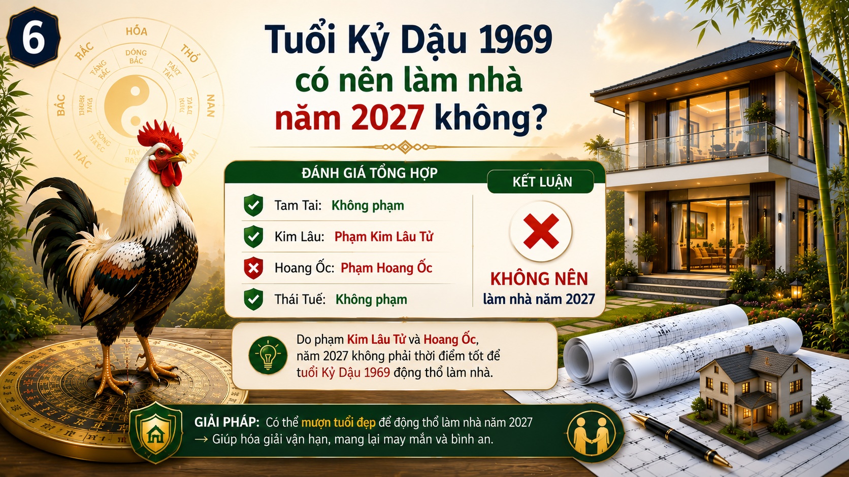 Tuổi Kỷ Dậu 1969 làm nhà năm 2027 tốt hay xấu? Luận giải phong thủy đầy đủ