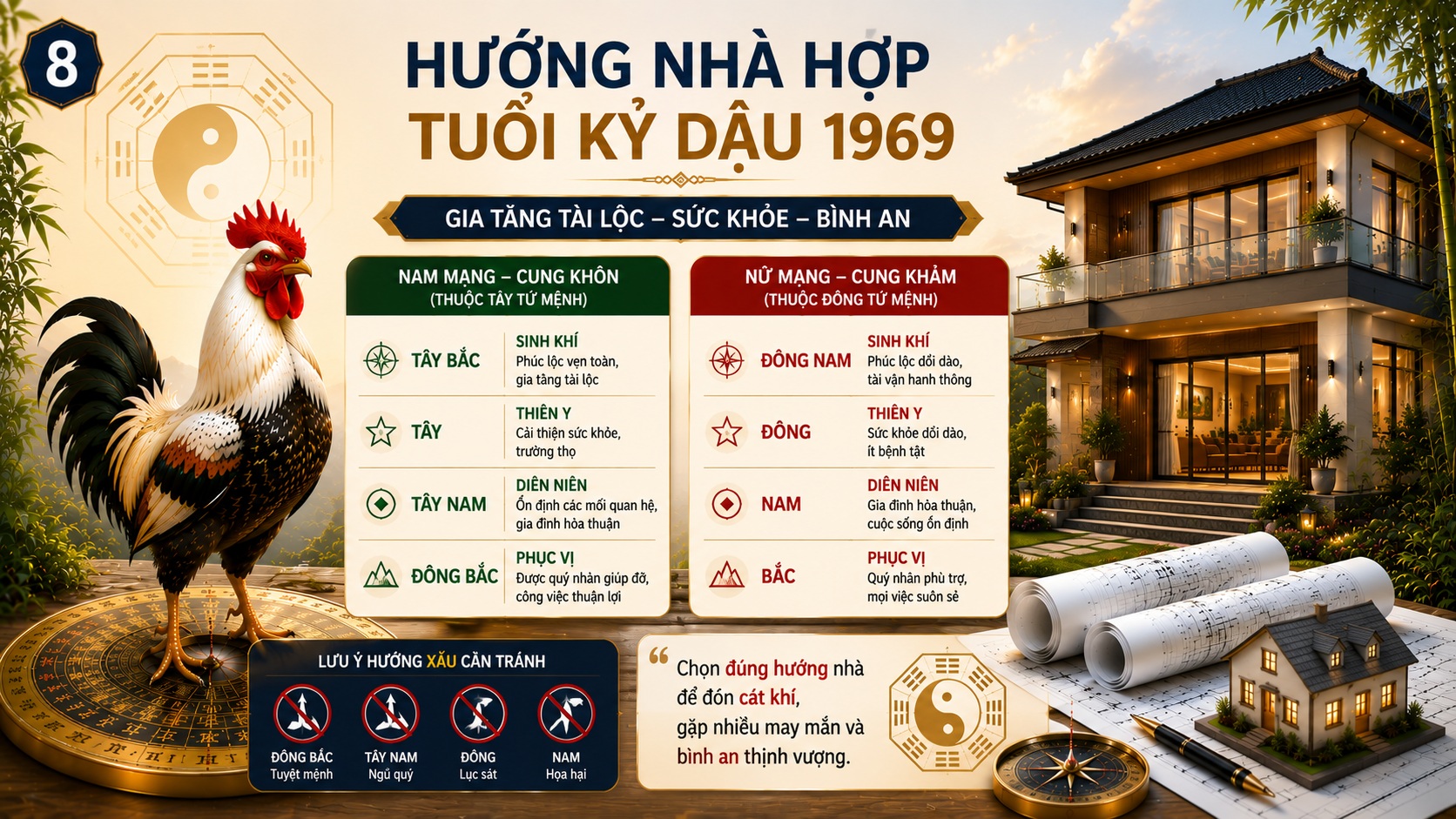 Tuổi Kỷ Dậu 1969 làm nhà năm 2027 tốt hay xấu? Luận giải phong thủy đầy đủ