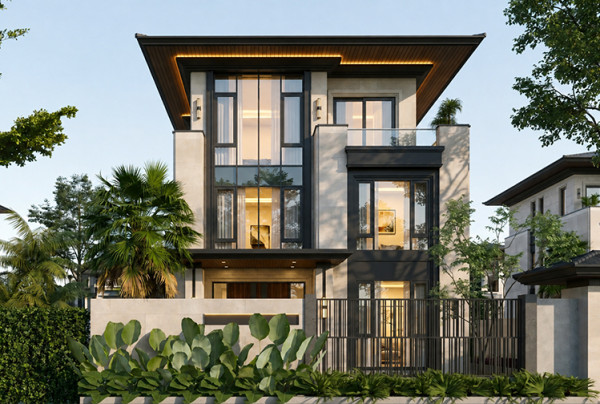 Thiết kế biệt thự 3 tầng phong cách hiện đại tại Hải Dương KT5200903-1