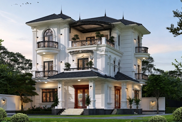 Thiết kế biệt thự 3 tầng phong cách tân cổ điển tại Hà Nam KT5021297
