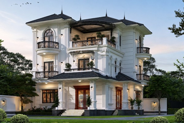 Thiết kế biệt thự 3 tầng phong cách tân cổ điển tại Hà Nam KT5021297