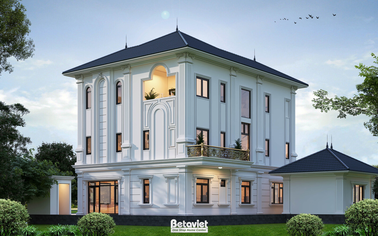 Biệt thự 3 tầng tân cổ điển KT5201000 – phối cảnh mặt tiền (4)