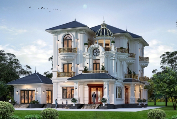 Thiết kế biệt thự 3 tầng phong cách tân cổ điển tại Phú Thọ KT5201000