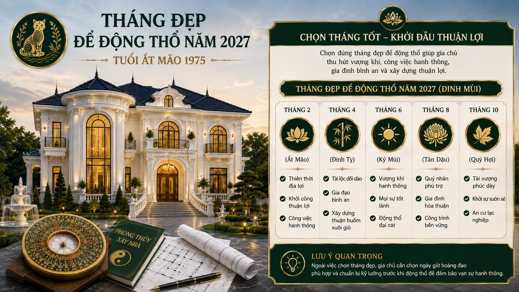 Tuổi Ất Mão 1975 làm nhà năm 2027: Xem vận xây nhà và phong thủy chuẩn
