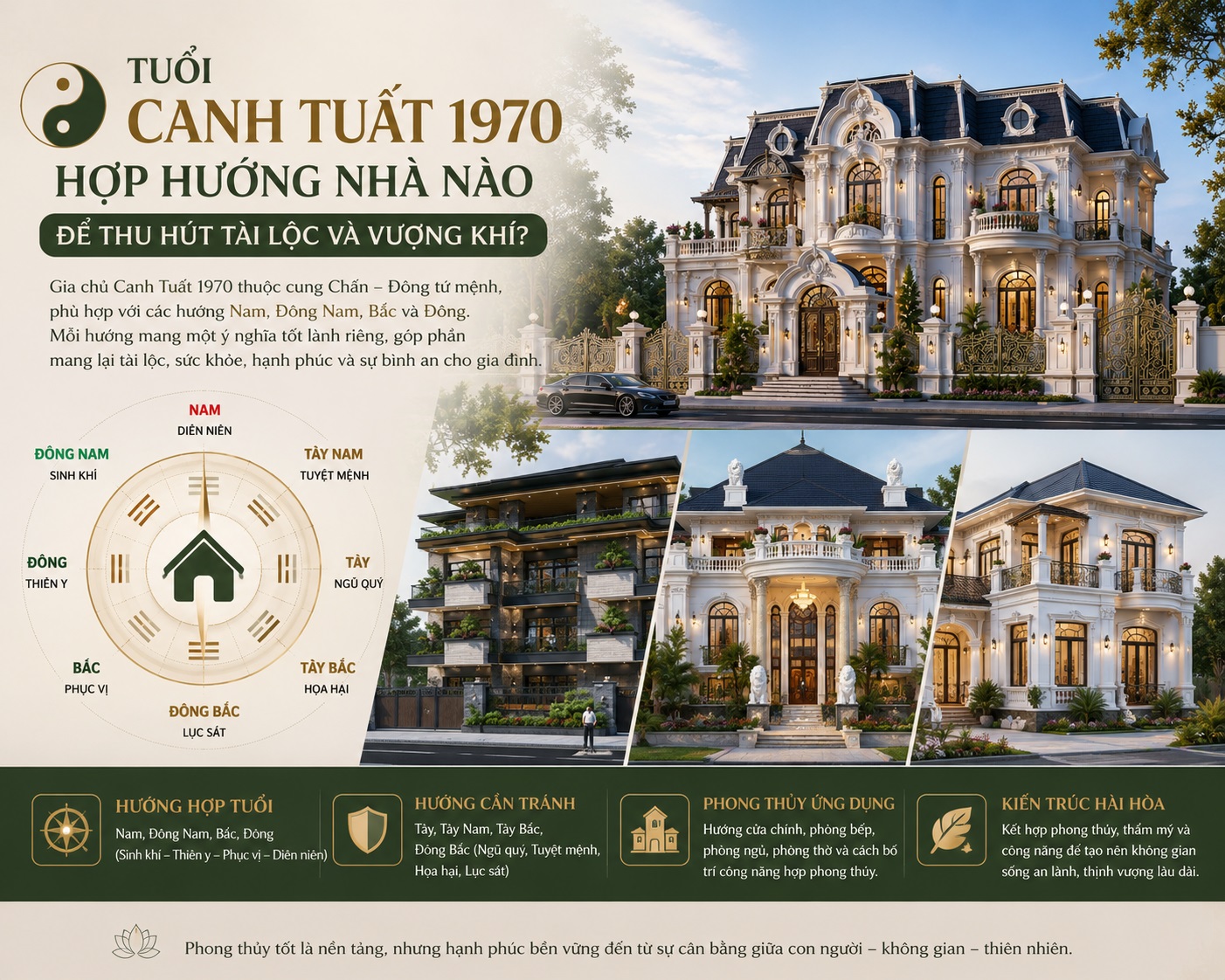 Tuổi Canh Tuất 1970 hợp hướng nhà nào để thu hút tài lộc và vượng khí?