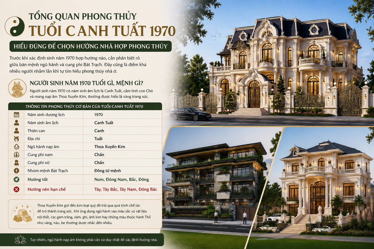 Tuổi Canh Tuất 1970 hợp hướng nhà nào để thu hút tài lộc và vượng khí?