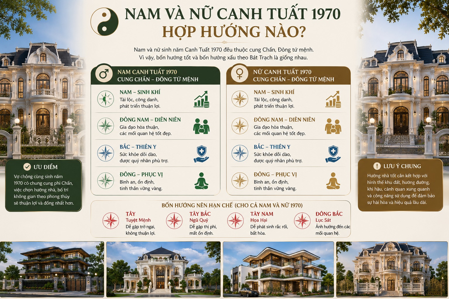 Tuổi Canh Tuất 1970 hợp hướng nhà nào để thu hút tài lộc và vượng khí?
