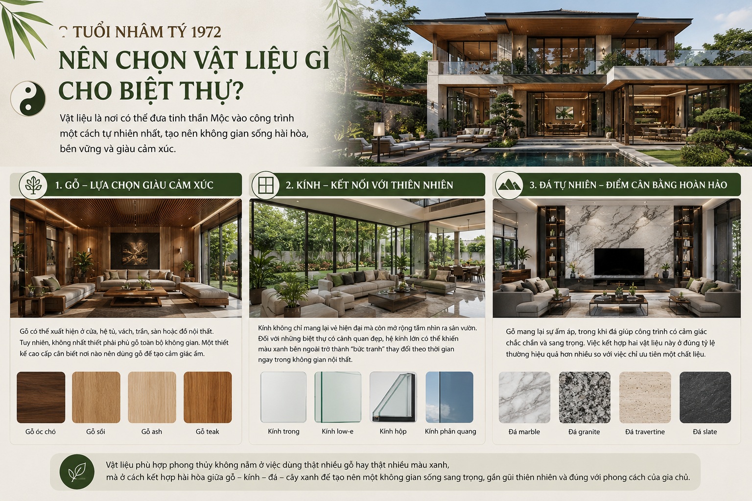 Tuổi Nhâm Tý 1972 hợp phong cách biệt thự nào? Gợi ý thiết kế chuẩn phong thủy