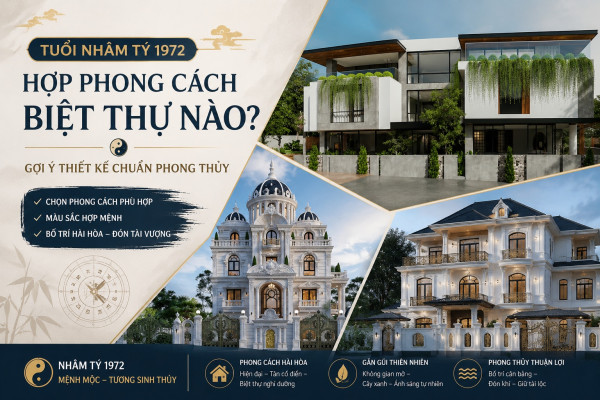 Tuổi Nhâm Tý 1972 hợp phong cách biệt thự nào? Gợi ý thiết kế chuẩn phong thủy