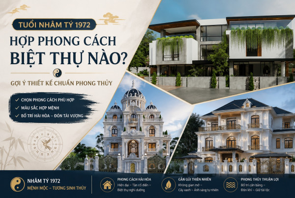 Tuổi Nhâm Tý 1972 hợp phong cách biệt thự nào? Gợi ý thiết kế chuẩn phong thủy