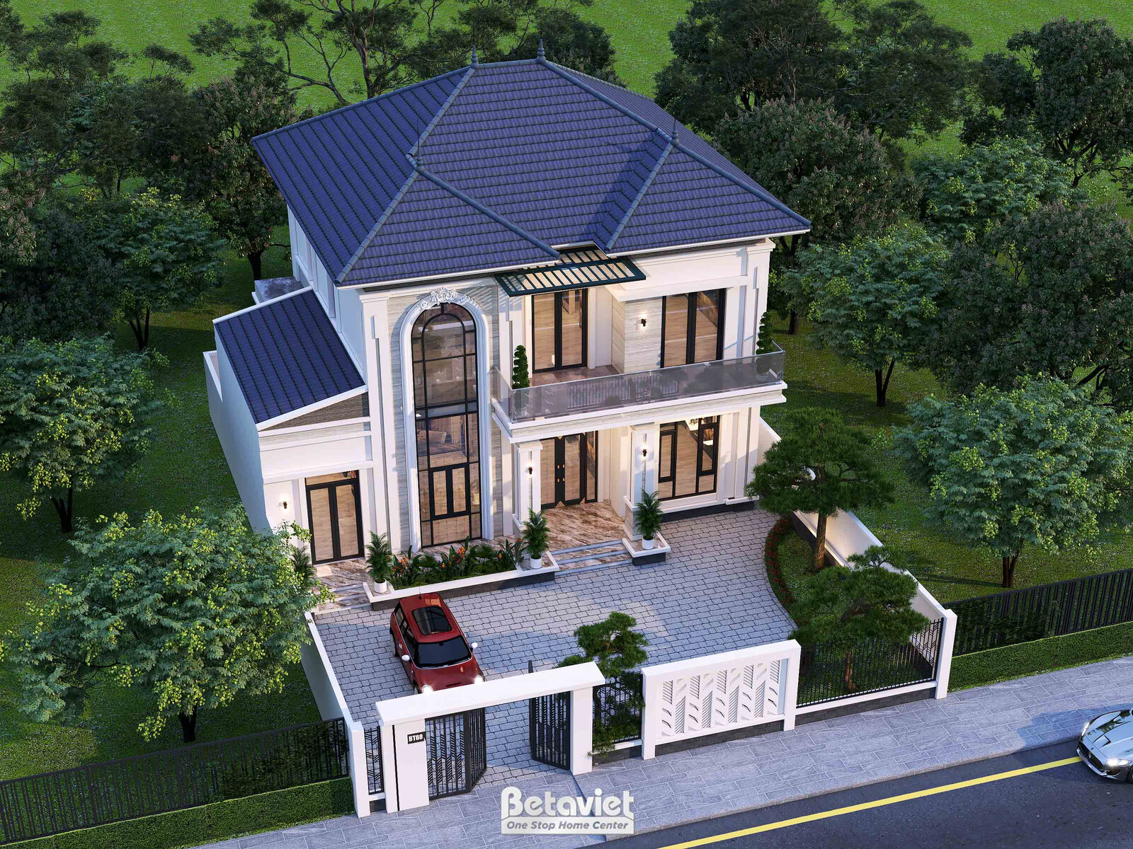 Biệt thự 2 tầng hiện đại KT2009708 – phối cảnh mặt tiền