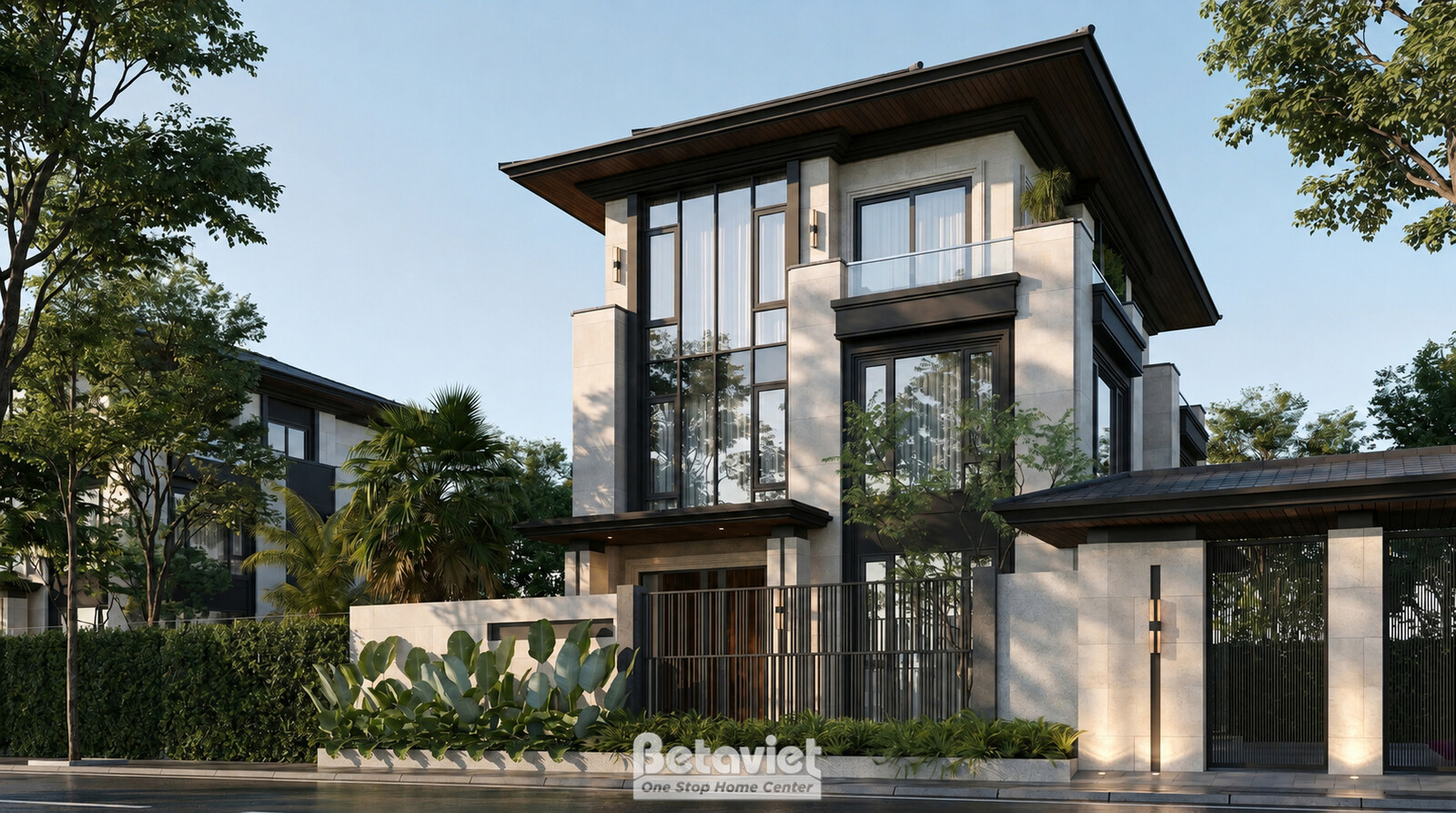 Biệt thự 3 tầng hiện đại KT5200903-1 – phối cảnh mặt tiền