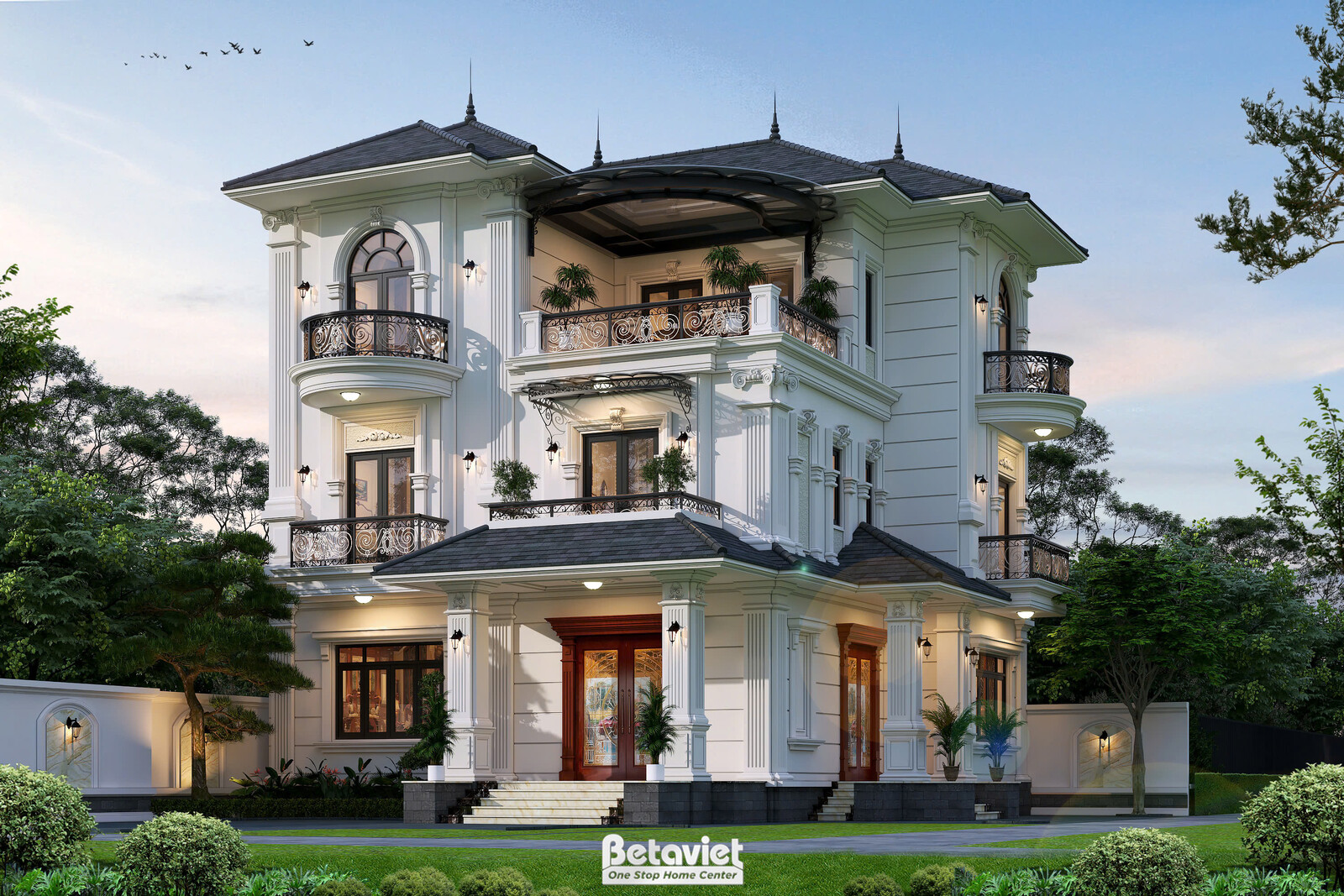 Mẫu biệt thự tân cổ điển 3 tầng tham khảo ngân sách nội thất tại Khu đô thị mới An Lạc Green Symphony