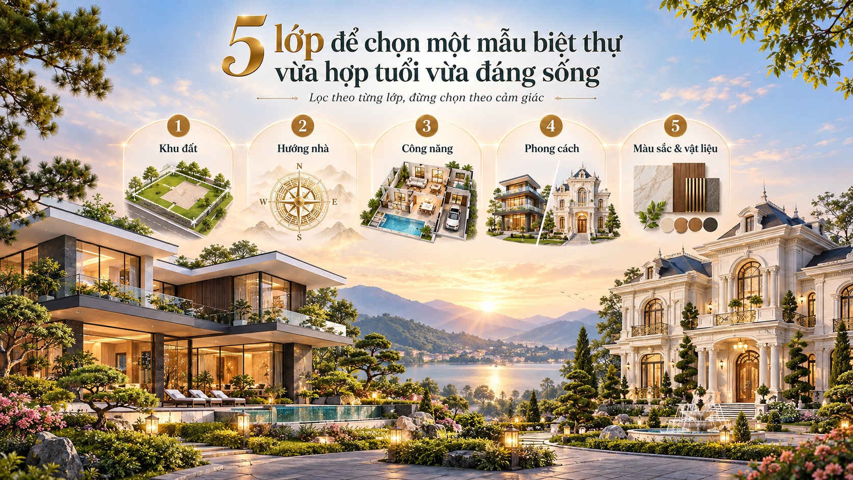 Cách chọn mẫu biệt thự hợp tuổi gia chủ theo phong thủy để đón tài lộc